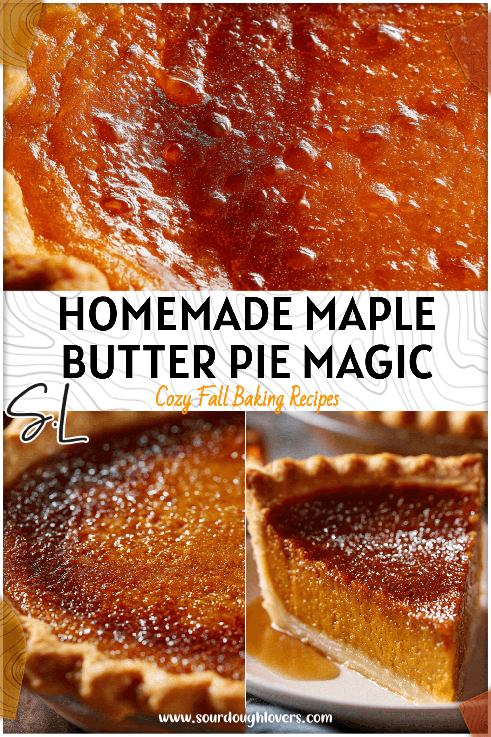 Close-up of a classic Maple Butter Pie with glossy filling and a crisp golden crust.